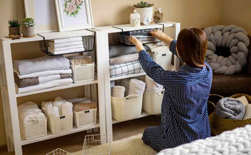 Bright tidy closet after decluttering
