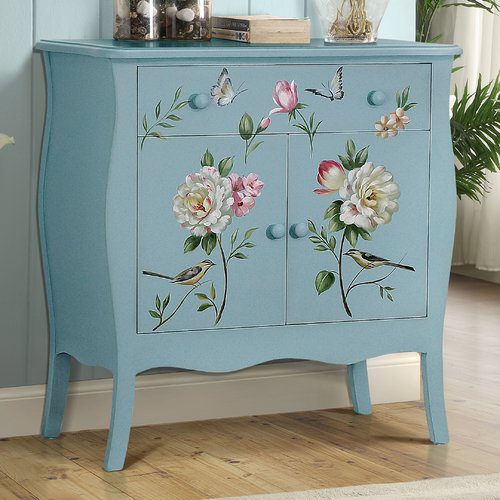 Upcycled dresser drawers decorated with floral decoupage and wallpaper patterns